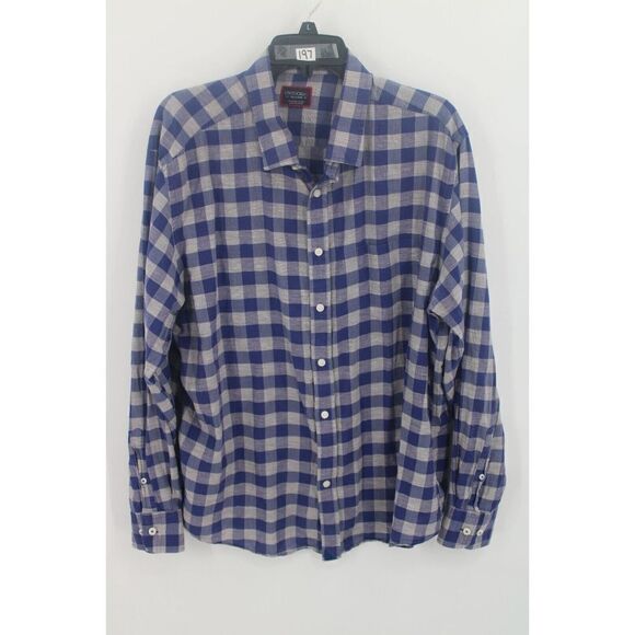Untuckit Anderson Blue Gray Check LS Button Front Size Xxl Linen Blend Mens... - Picture 1 of 7